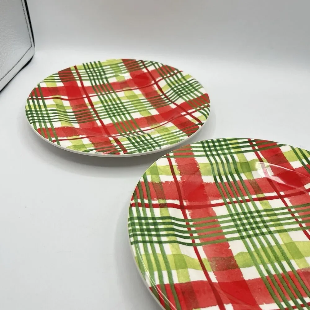 Pier 1 Ironstone Christmas Holiday Plaid 8.75